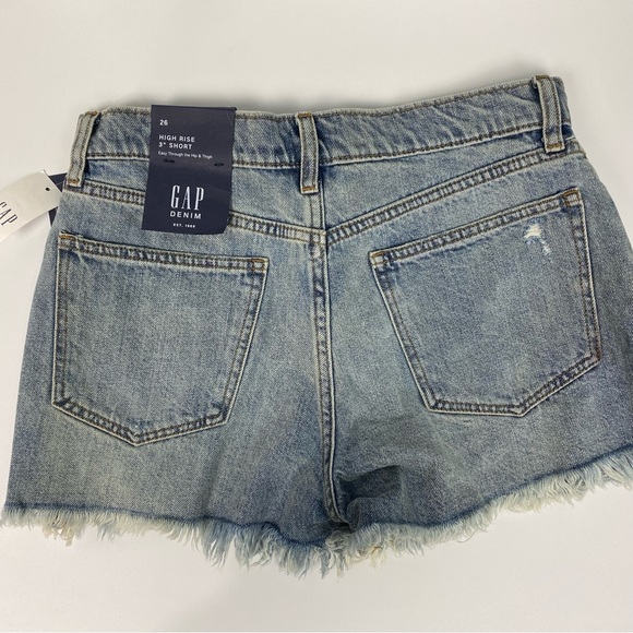 Gap Indigo Destroyed Style Button Down Jean Shorts Women’s 26 High Rise 3” Short - Picture 5 of 7